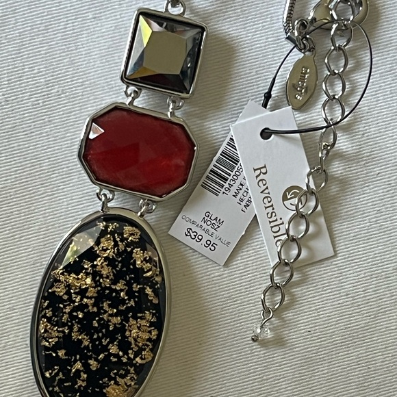 Stunning CHICO’S Reversible 3 Pendant Statement Necklace - NWT’s - Picture 4 of 10